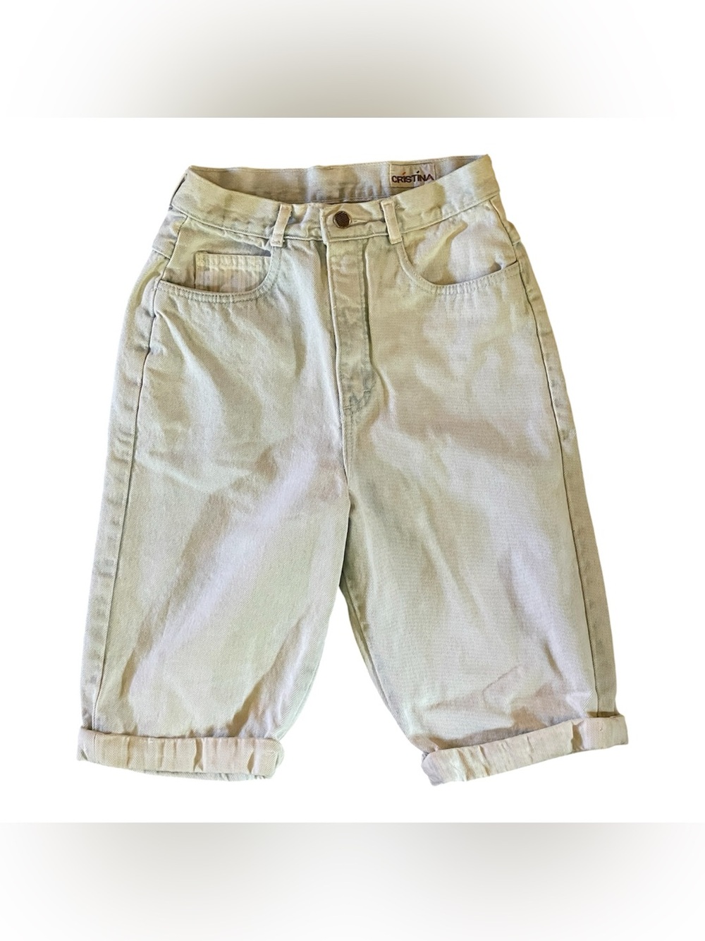 Vintage 90’s Light Denim Shorts Cristina Size 7 Cuffed High Waisted